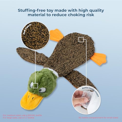 2-in-1 Fun Skin Stuffless Dog Toy - Wild Duck, Large (Brown/Wild Duck / Large)