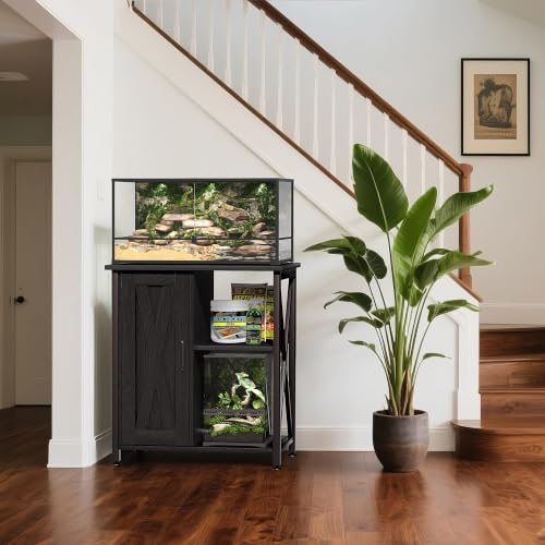 45 67 Gallon Reptile Tank Stand with Power Outlet (24x18"-46-67 Gallon / Black)