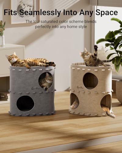 Cat House for Indoor Cats (Light Gray / Double)