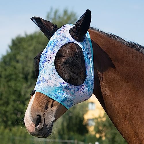 Super Comfort Stretchy Fitting Horse Fly Mask with UV Protection Soft on Skin with Breathability Pastel Mix Full Size (Full (Large) / Pastel Mix)