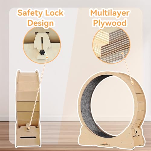 Cat Exercise Wheel for Indoor Cats (M / Natural Wood)
