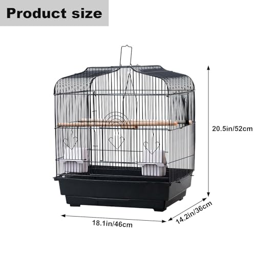 Travel Bird Cage 20.5×18.1×14.2 in Portable Birdcage with Handle and Perches for Small Parrots Canaries Cockatiels Lovebirds Finches Budgies Conures (white)