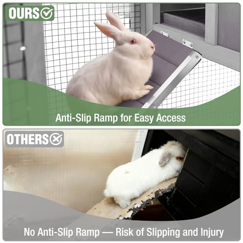Large Rabbit Hutch Outdoor Indoor (Grey-XZ7002)