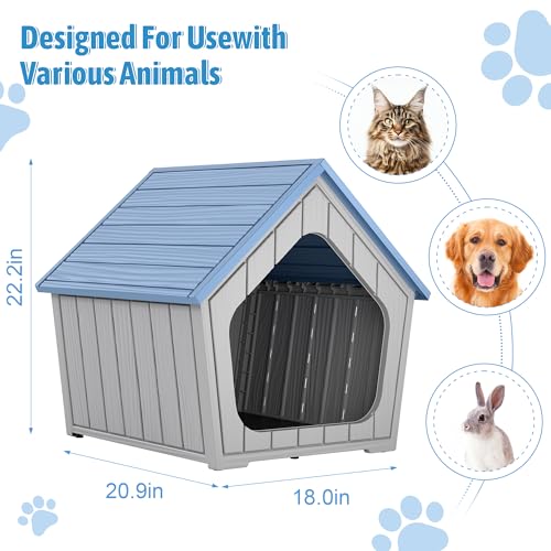 Small Dog House Outdoor Indoor (Blue / 23.43" L × 22.44" W × 22.24" H)