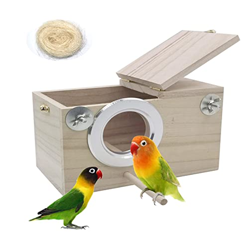 Parakeet Nesting Box Bird House Wood Breeding Box Parrots Mating Box for Lovebirds Budgie Finch Cockatoo Canary and Medium (【Small:4.72x4.72x7.68 Inches】)