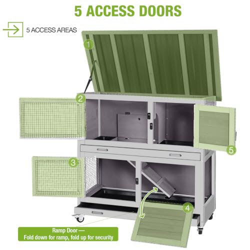 2 Story Rabbit Hutch for 1 (Gray / 32.5"L x 15.4"W x 35.4"H)