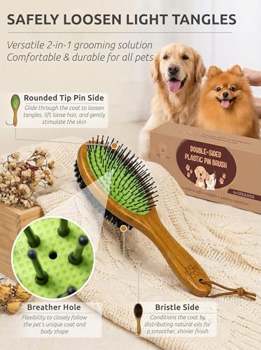 Pin & Bristle Pet Brush for Dogs & Cats (Black Boar Bristle & Pin Brush)