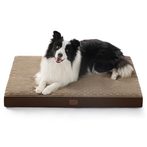 ComfyFleece XL Dog Bed for Crate with Washable Cover (41x27x3.3 / Coffee & Cream)
