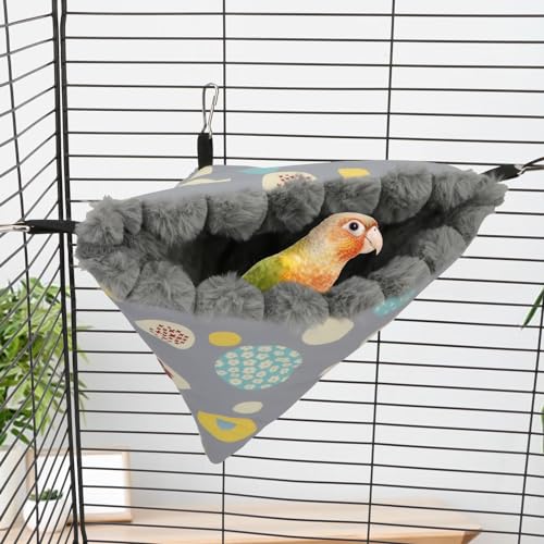 Bird Nest House Winter Warm Hanging Hammock Bird Bed Snuggle Hut for Parakeets Budgies Caique Conures Cockatiels (Large / Grey)