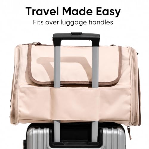 Cat Carrier Airline Approved Dog Carrier with Rollable Cover (Pink)