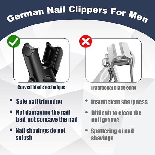 German Nail Clippers Set for Men & Women and Seniors (Large Black)