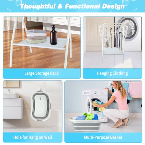 2 in 1 Collapsible Elevated Dog Bathtub Station with Drain Collar (With Elevated Stand)