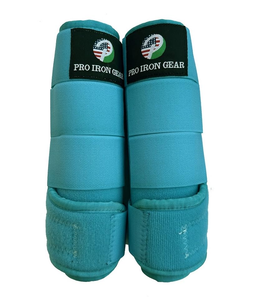 Horse Medicine Brushing Boots Leg Wraps Protection Gear Set of 2 and Set of 4 in 14 Colors (SMALL/PONY / SKY BLUE/TURQUOIS (SET OF 2))