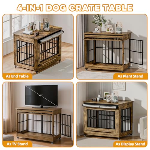 42" Large Dog Crate Furniture (Rustic Brown / 42.1"L x 30.0"W x 35.0"H)