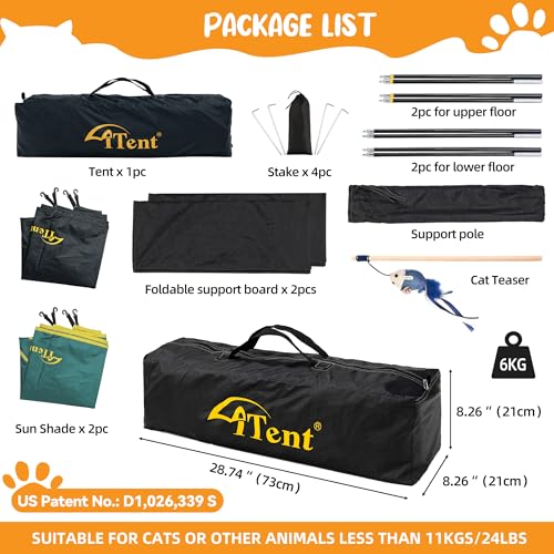 Instant 3 Tier Cat Catio Tent with 2 Interchangeable Covers (Black+Green)
