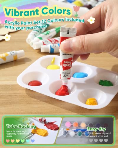 Kids Gardening Set Paint and Plant Stoneware Flower Growing Kit with 6 Pots and Gardening Tools Arts and Crafts for Kids Ages 8 (6-set)