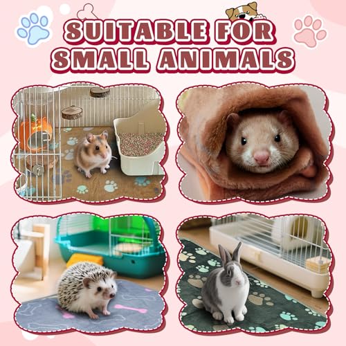 6 Pcs Washable Guinea Pig Blankets Absorbent Small Animal Fleece Bedding Cage Liners Reusable Pet Pee Pad Sleep Mat Pad Cover for Hamster Ferret Rabbit Chinchilla Hedgehog (6 White Bulk / 16" x 24")