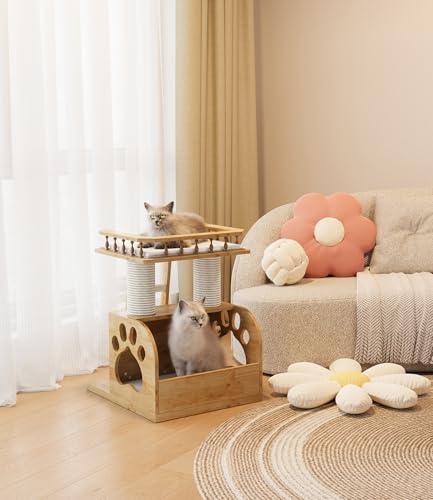 Modern Solid Wooden Cat Tree Tower (Cat Tree 25 in)