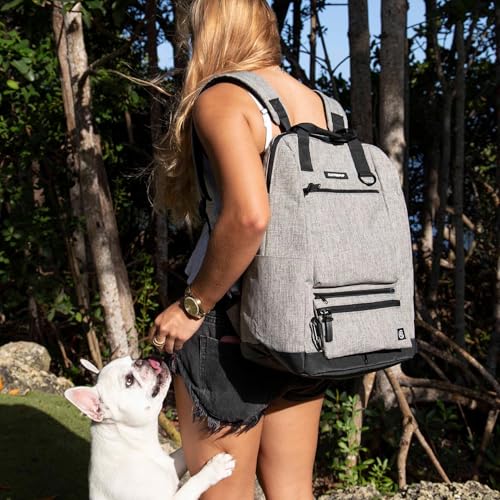 Porter 2-in-1 Dog Gear Travel Backpack - 10 Pockets, Heather Grey (Heather Grey)