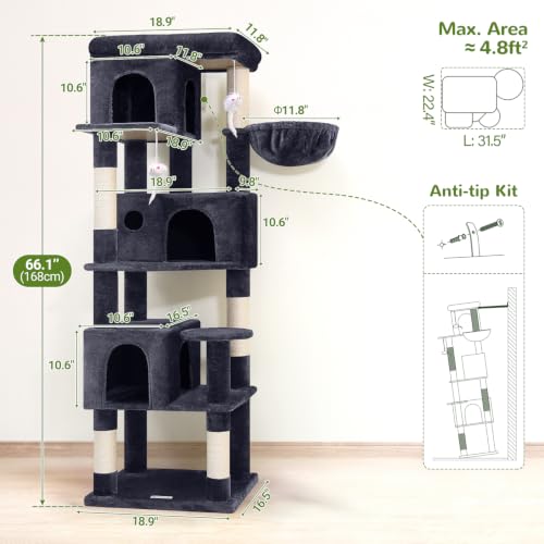 F66 Corner Cat Tree (Dark Grey / 66 inch)