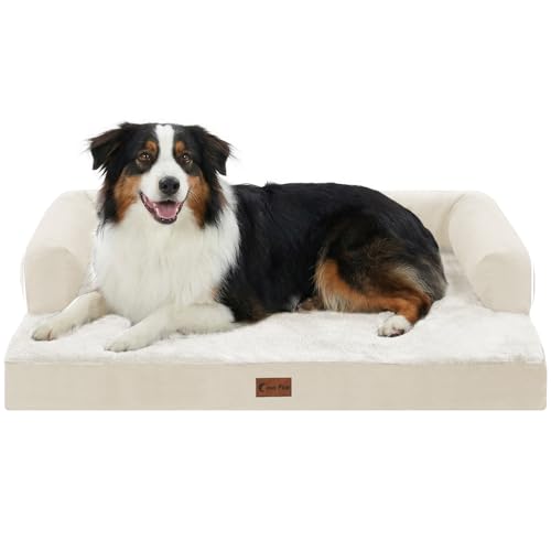 Waterproof Orthopedic Dog Bed for Medium Dogs (Beige / 35.0"L x 22.0"W x 7.0"Th)