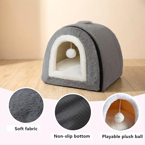 Cat Bed for Indoor Cats (Dark Grey / L:(17.5"×16.9"×15.9"))