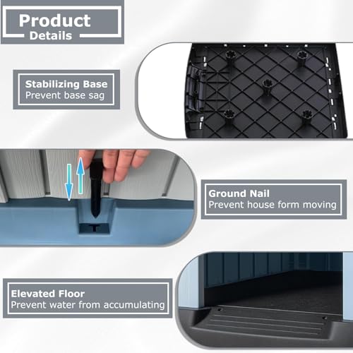 Durable Waterproof Plastic Dog House for Small to Medium Sized Dogs (Gray / 33.5"L x 31.5"W x 33.9"H)