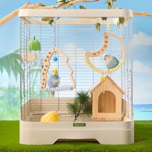 Natural Wooden Bird Swing (Green / 6.57"L x 0.48"W x 7.08"H)