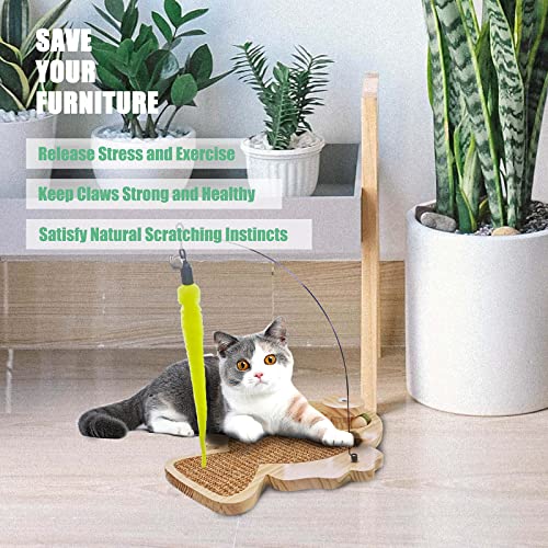 Interactive Cat Toy Natural Sisal Cat Scratcher Toy with Catnip Balls