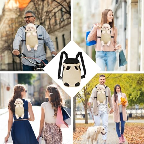 Dog Carrier Backpack Pet Legs Out Front Cat Travel Bag (Medium / Beige)
