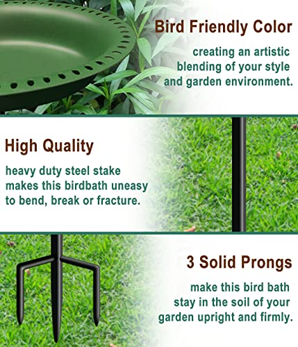 28 inch Lightweight Birdbaths Antique Decoration Detachable Birdfeeder & Bird Bath for Outdoor Garden (¾ gal / Green)