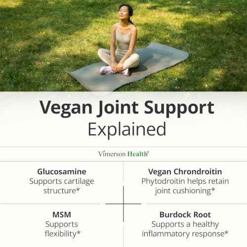 Vegan Glucosamine Chondroitin MSM Joint Supplements for Women & Men 90 Tabs