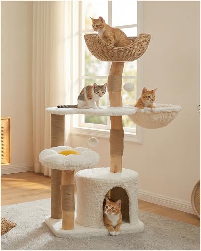 Modern Cat Tree for Large Cats (Cloud White)