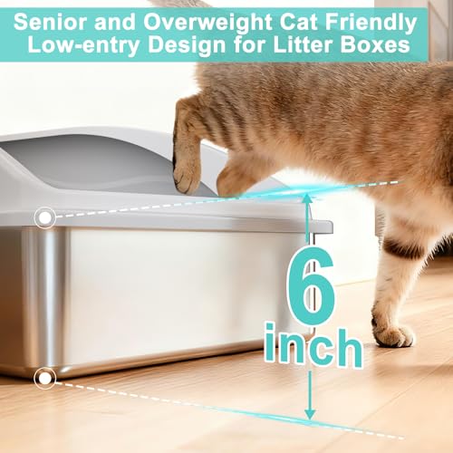 Stainless Steel Litter Box (Silver Gray / X-Large)
