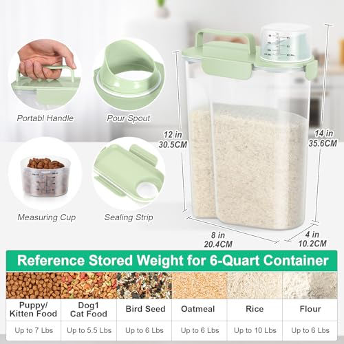 Airtight Rice Container 10 Lbs (6Qt-Light Green)