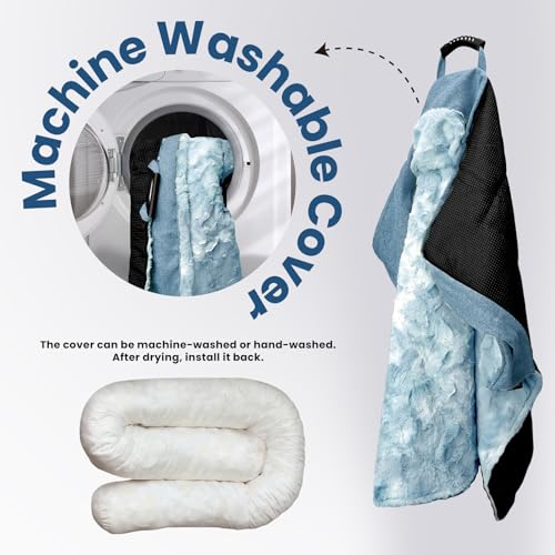 Calming Dog Bed for Couch with Tie (Tie-Dye Blue / 45"L x 37"W x 5"Th)
