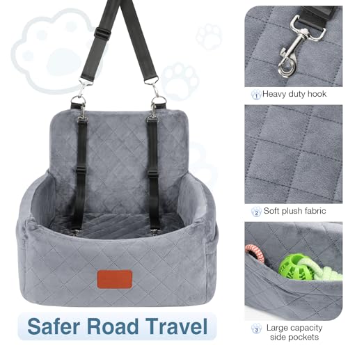 Dog Car Seat for Small Dogs Under 30lbs (Grey / Small)
