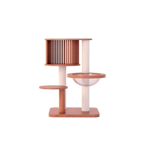 Cat Tree 36.4" Solid Wood Multi (L23.6"xW23.6"xH36.4"(with Cat Scratching Mat Pad))