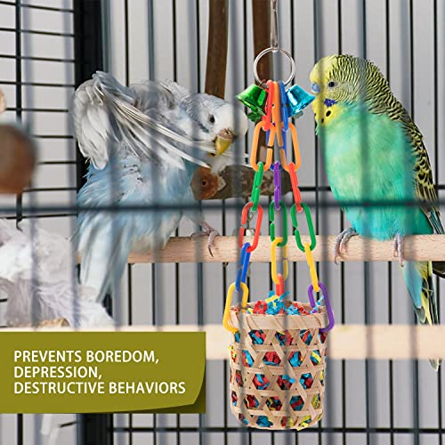 6 Pack Bird Colorful Chewing Toys Parrot Foraging Shredder Toys Shred Hanging Foraging Toys