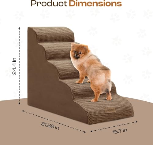 Dog Stairs Replacement Cover for 5 (Dark Coffee / Cover 24.5"H)