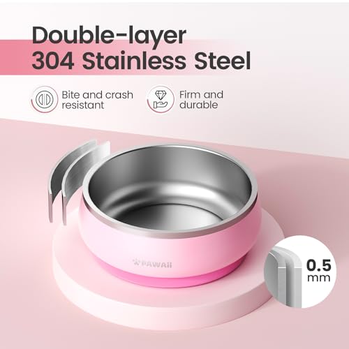 Dog Bowl 34 oz Stainless Steel Food and Water Bowl (34oz / Sakura Pink)