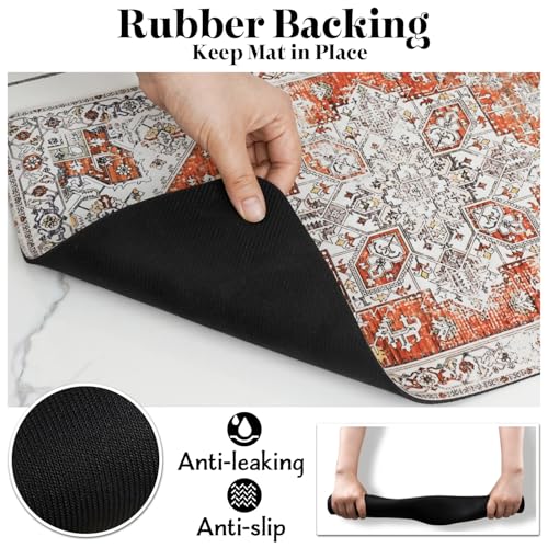 Dog Food Mats for Floors Absorbent (Orange / Xl(24"×32"))