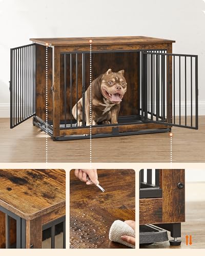38.6" Dog Crate Furniture (Rustic Brown / 38.6"L x 25.6"W x 26.8"H)