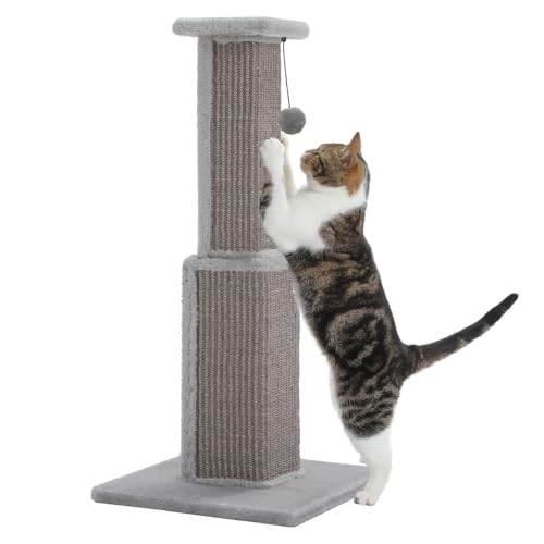 Cat Scratching Post 32” Tall Square Cat Scratcher (Grey)
