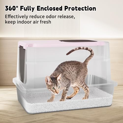 Stainless Enclosed Litter Box (Pink / 23.8"L*15.9"W*16.1"H)