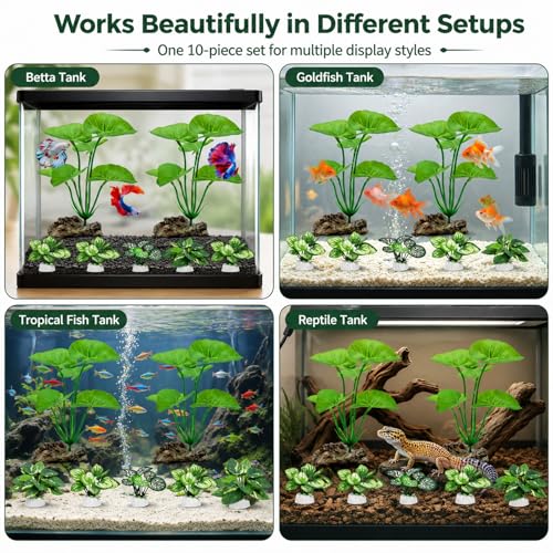 10 Pack Silk Aquarium Plants Fish Tank Decorations (C（green 10 Pack）)