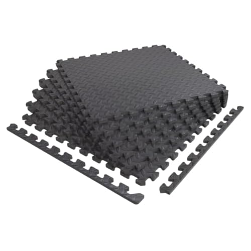Diamond Plate EVA Foam Gym Floor Tiles (Grey / 6 Tiles - 24 Sq. Ft.)