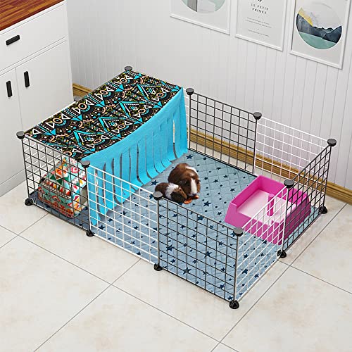 Guinea Pig Hideout Hideaway Corner Fleece Toys Cage Accessories (Blue Rectrangle)