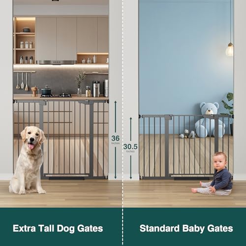 36" Extra Tall Baby Gate for Stairs (Black / 30-48"W x 36"H)