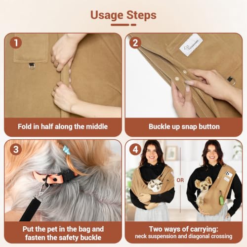 Dog Carrier Sling (Khaki / Medium)